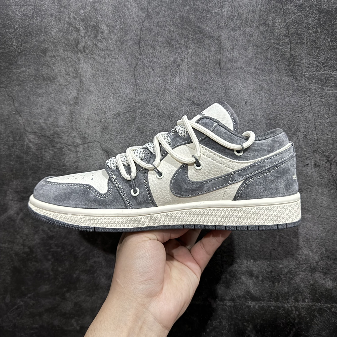 图片[2]-【定制版】Air Jordan 1 Low AJ1 乔1 暴力熊联名-深灰抽绳猪八 高端定制 低帮复古篮球鞋 SJ9950-018rn#定制鞋盒 大厂纯原品质出货 超高清洁度 皮料切割干净无任何毛边 细节完美 r 尺码：36 36.5 37.5 38 38.5 39 40 40.5 41 42 42.5 43 44 44.5 45  编码：HXS340360-鞋库