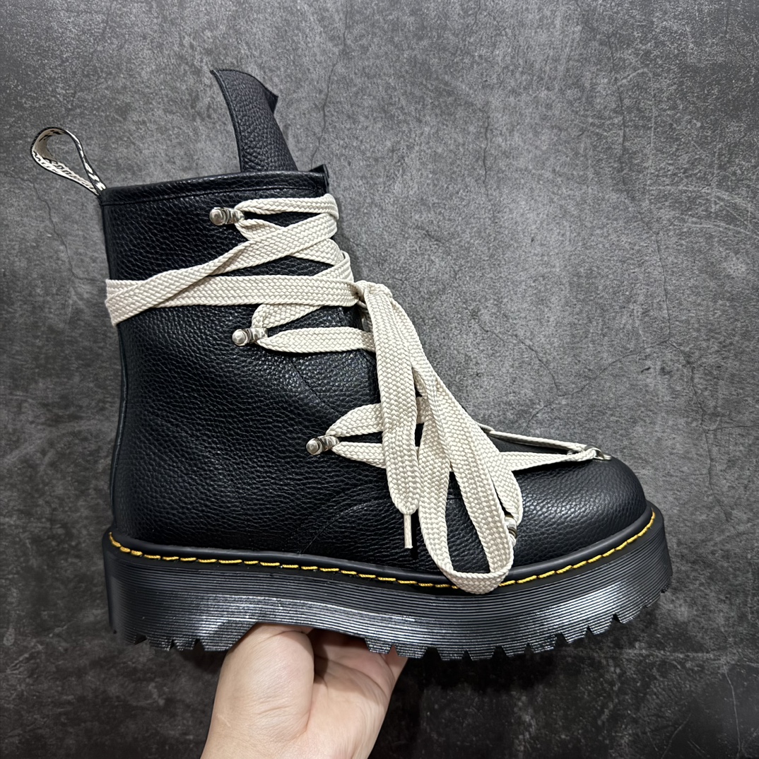 【广东纯原版】Rick Owens ✖️Dr.Martens 2023联名马丁靴nowens五芒星设计&马丁经典鞋型，鞋面头层摔纹牛皮，牦牛皮内里，独家开模生胶大底（6cm）n男女同款35-46码，女生买小一码 编码：GZTHB460500-鞋库