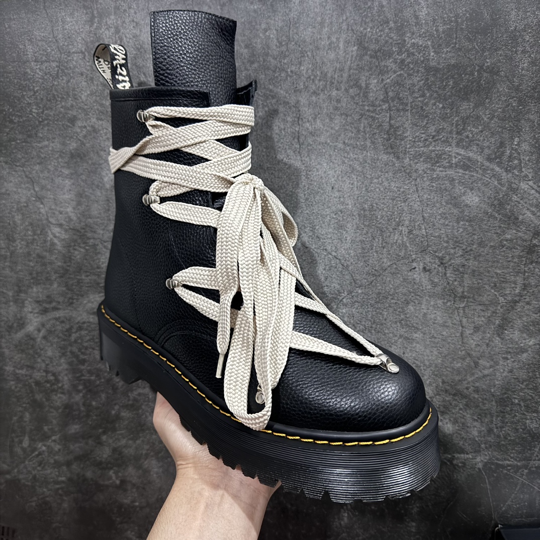 图片[3]-【广东纯原版】Rick Owens ✖️Dr.Martens 2023联名马丁靴nowens五芒星设计&马丁经典鞋型，鞋面头层摔纹牛皮，牦牛皮内里，独家开模生胶大底（6cm）n男女同款35-46码，女生买小一码 编码：GZTHB460500-鞋库