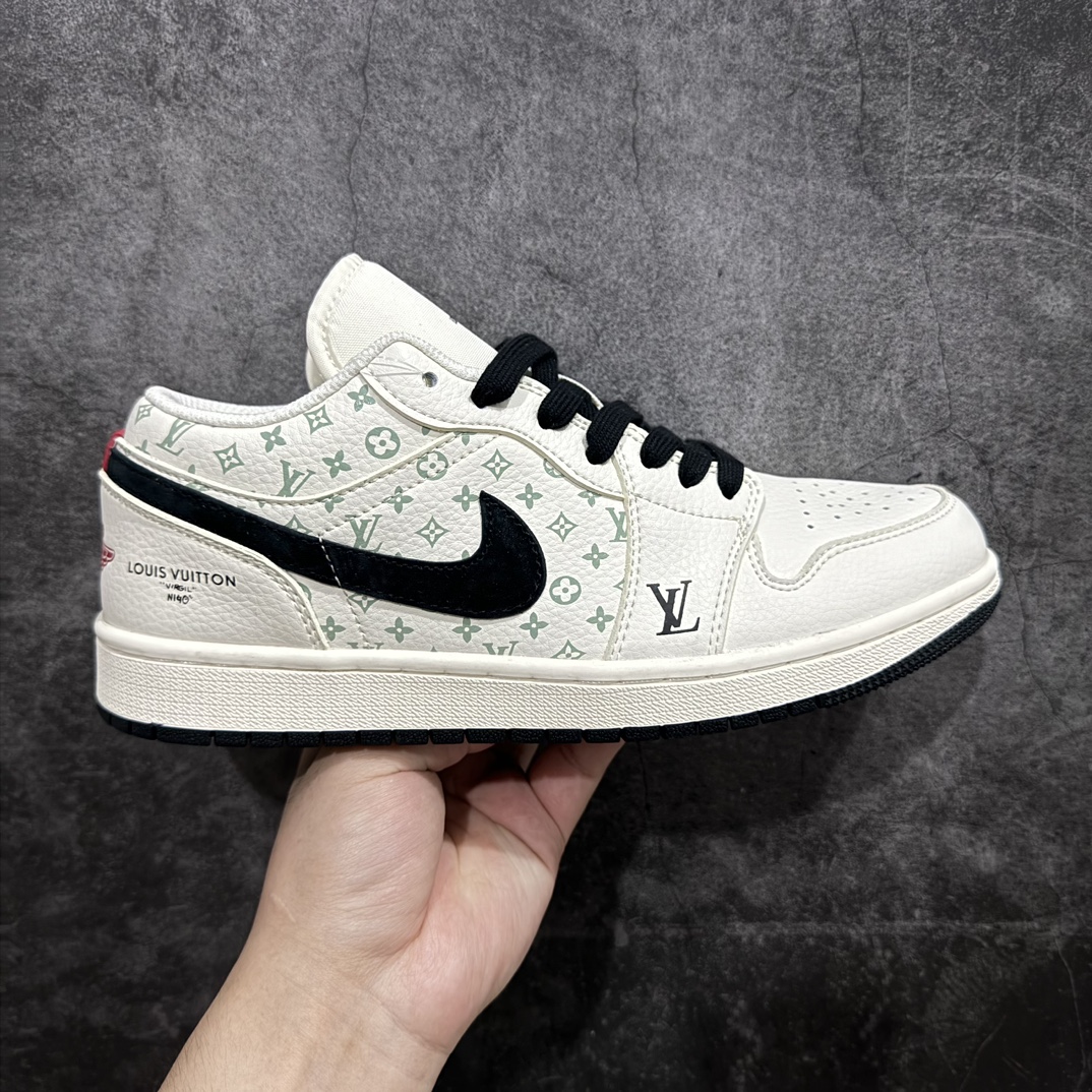 【定制版】Air Jordan 1 Low AJ1 乔1 LV联名-印花深蓝勾 高端定制 低帮复古篮球鞋 WG8850-009 #定制鞋盒 大厂纯原品质出货 超高清洁度 皮料切割干净无任何毛边 细节完美  尺码：36-45（半） 编码：HXS320340-鞋库