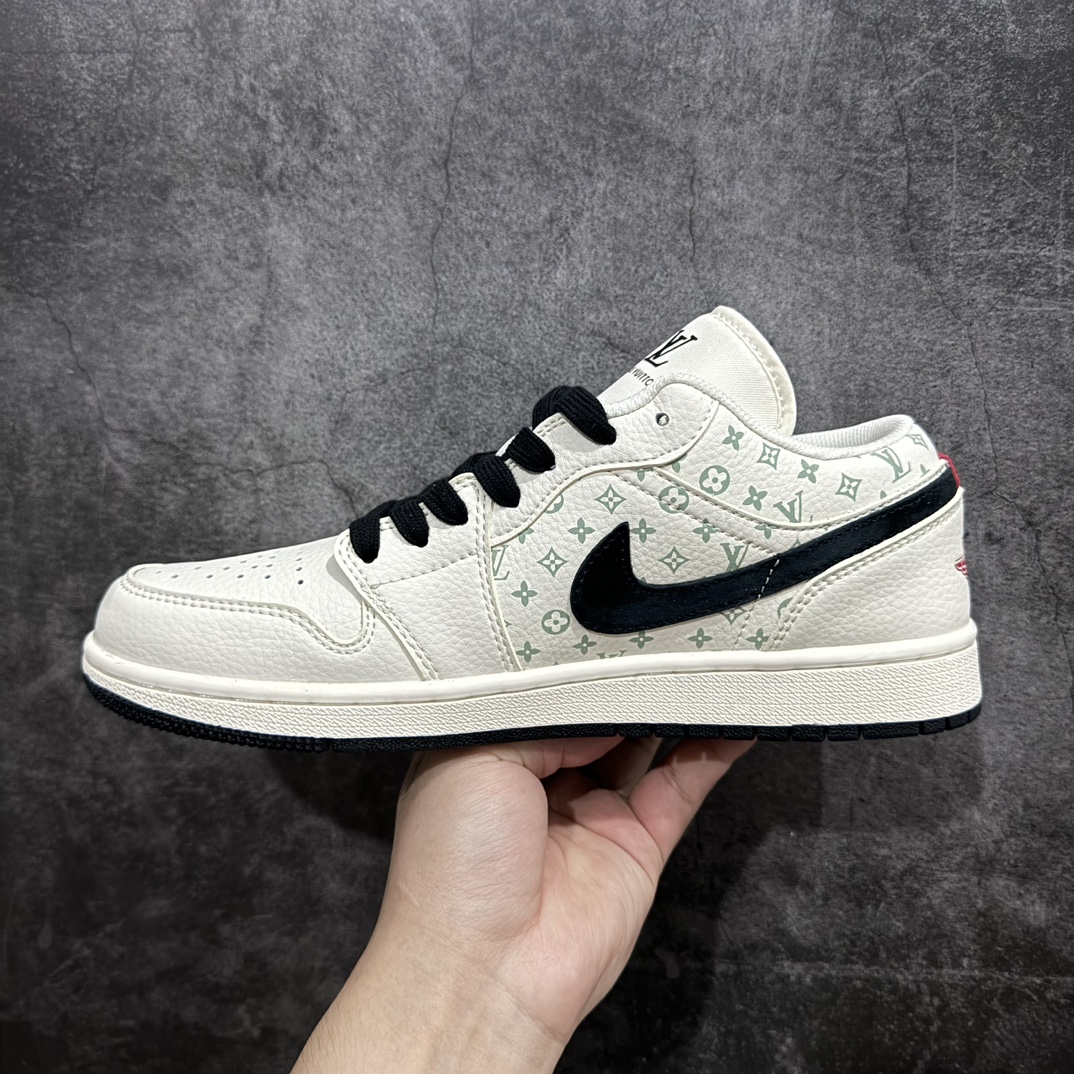 图片[2]-【定制版】Air Jordan 1 Low AJ1 乔1 LV联名-印花深蓝勾 高端定制 低帮复古篮球鞋 WG8850-009 #定制鞋盒 大厂纯原品质出货 超高清洁度 皮料切割干净无任何毛边 细节完美  尺码：36-45（半） 编码：HXS320340-鞋库