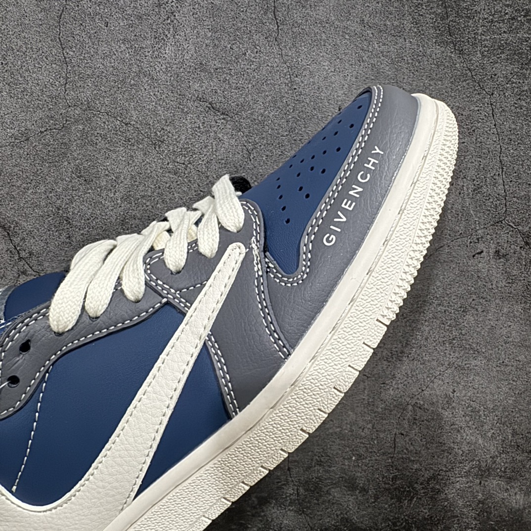 图片[6]-【定制版】Travis Scott x Nike Air Jordan 1 Low x GIVENCHY 米蓝深灰nAir Jordan 1 Low 反转米蓝深灰倒钩 纯原版本n全鞋采用原装头层皮，用料扎实 精雕细琢n鞋型极致还原 飞翼3D打印改良 深度立体四线中底拉帮皮料选材 钢印 背胶一应俱全 全新批次 原装原模大底全鞋原厂定制皮料，手感细腻正确折边工艺 完美细节诠释 官方货号：QY0568 955 Size：36 36.5 37.5 38 38.5 39 40 40.5 41 42 42.5 43 44 44.5 45 编码：CC280300-鞋库