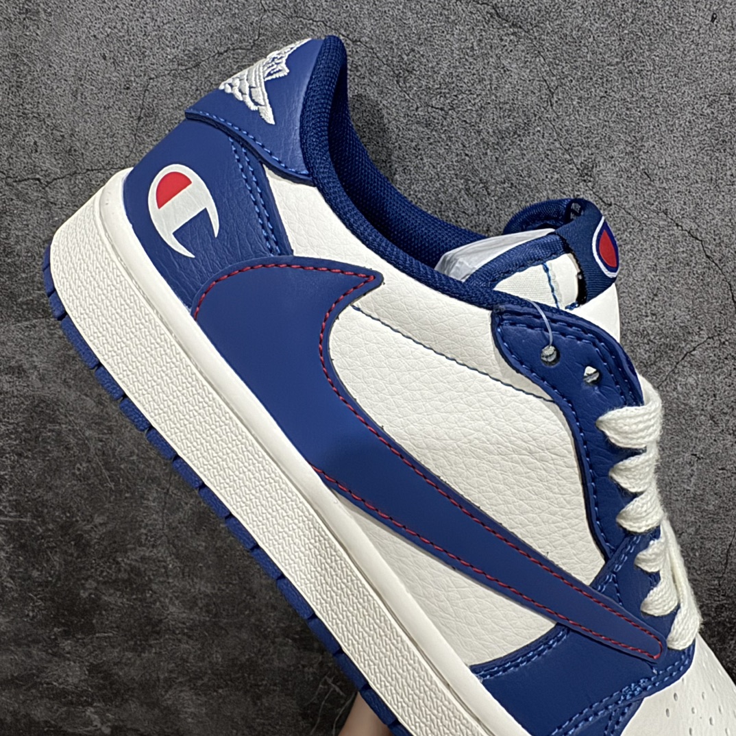 图片[7]-【定制版】Travis Scott x Nike Air Jordan 1 Low x Champion 米蓝nAir Jordan 1 Low 反转米蓝倒钩 纯原版本n全鞋采用原装头层皮，用料扎实 精雕细琢n鞋型极致还原 飞翼3D打印改良 深度立体四线中底拉帮皮料选材 钢印 背胶一应俱全 全新批次 原装原模大底全鞋原厂定制皮料，手感细腻正确折边工艺 完美细节诠释 官方货号：QY1188 118 Size：36 36.5 37.5 38 38.5 39 40 40.5 41 42 42.5 43 44 44.5 45 编码：CC280300-鞋库