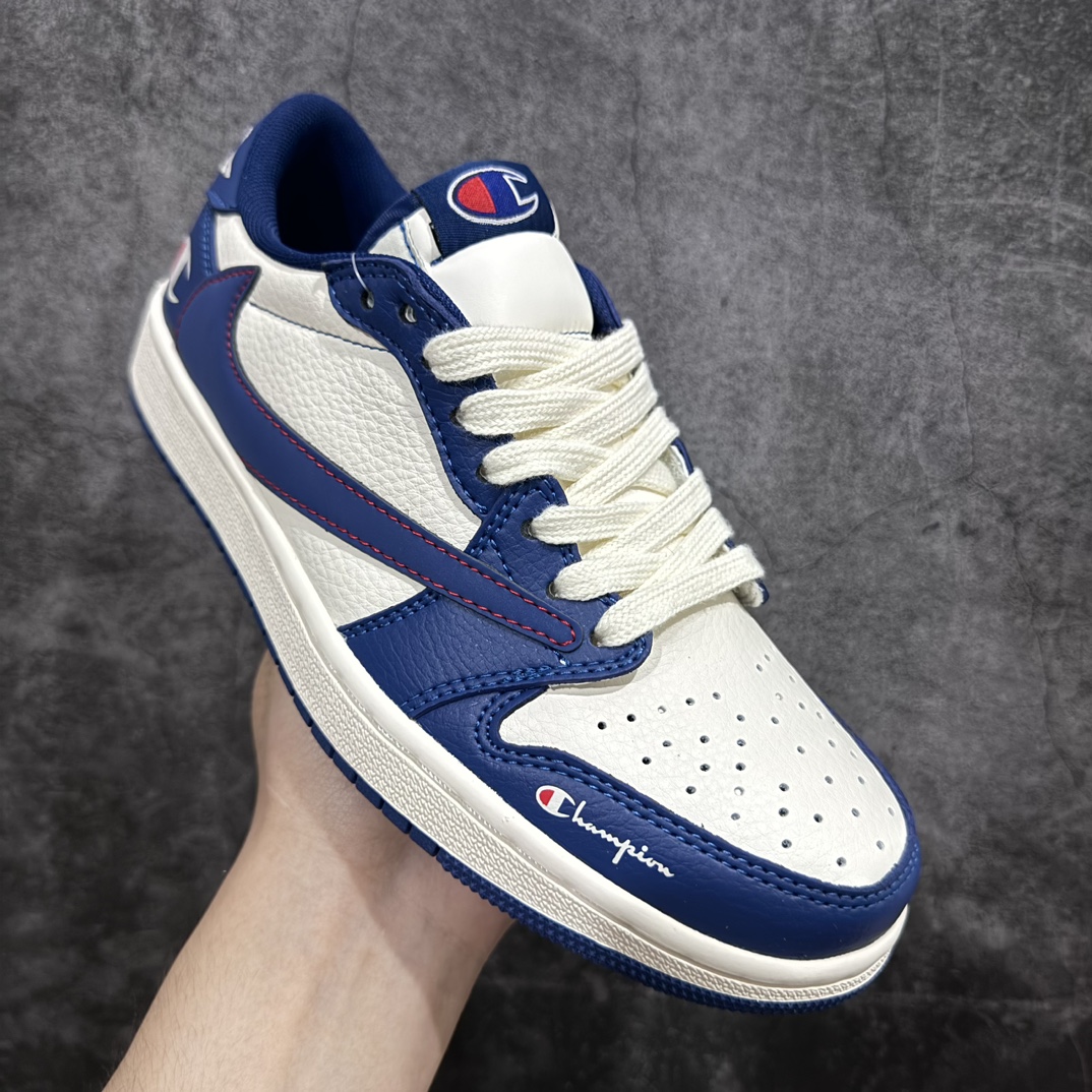 图片[3]-【定制版】Travis Scott x Nike Air Jordan 1 Low x Champion 米蓝nAir Jordan 1 Low 反转米蓝倒钩 纯原版本n全鞋采用原装头层皮，用料扎实 精雕细琢n鞋型极致还原 飞翼3D打印改良 深度立体四线中底拉帮皮料选材 钢印 背胶一应俱全 全新批次 原装原模大底全鞋原厂定制皮料，手感细腻正确折边工艺 完美细节诠释 官方货号：QY1188 118 Size：36 36.5 37.5 38 38.5 39 40 40.5 41 42 42.5 43 44 44.5 45 编码：CC280300-鞋库