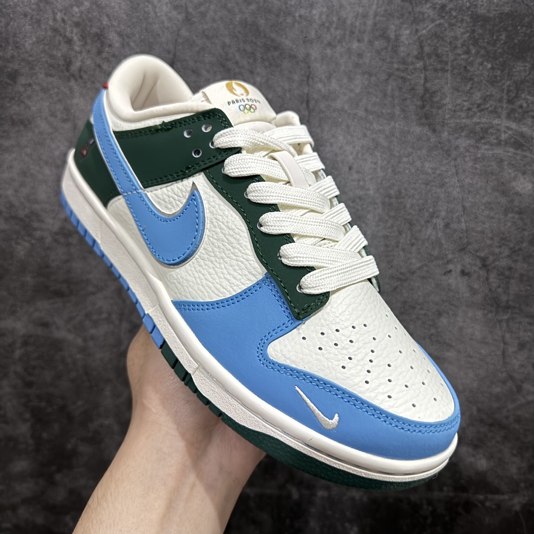 图片[3]-【定制版】Nk SB Dunk Low 巴黎奥运限定-米白蓝绿 高端定制 低帮休闲板鞋#吉祥物形象是基于法国传统弗里吉亚帽拟人化设计的，灵感来源于《蓝精灵》动画片中蓝精灵所戴的弗里吉亚帽 低帮休闲板鞋 定制鞋盒 大厂纯原品质出货 超高清洁度 皮料切割干净无任何毛边 细节完美货号：JH8310-952 尺码：36 36.5 37.5 38 38.5 39 40 40.5 41 42 42.5 43 44 44.5 45 编码：HXS260280-鞋库