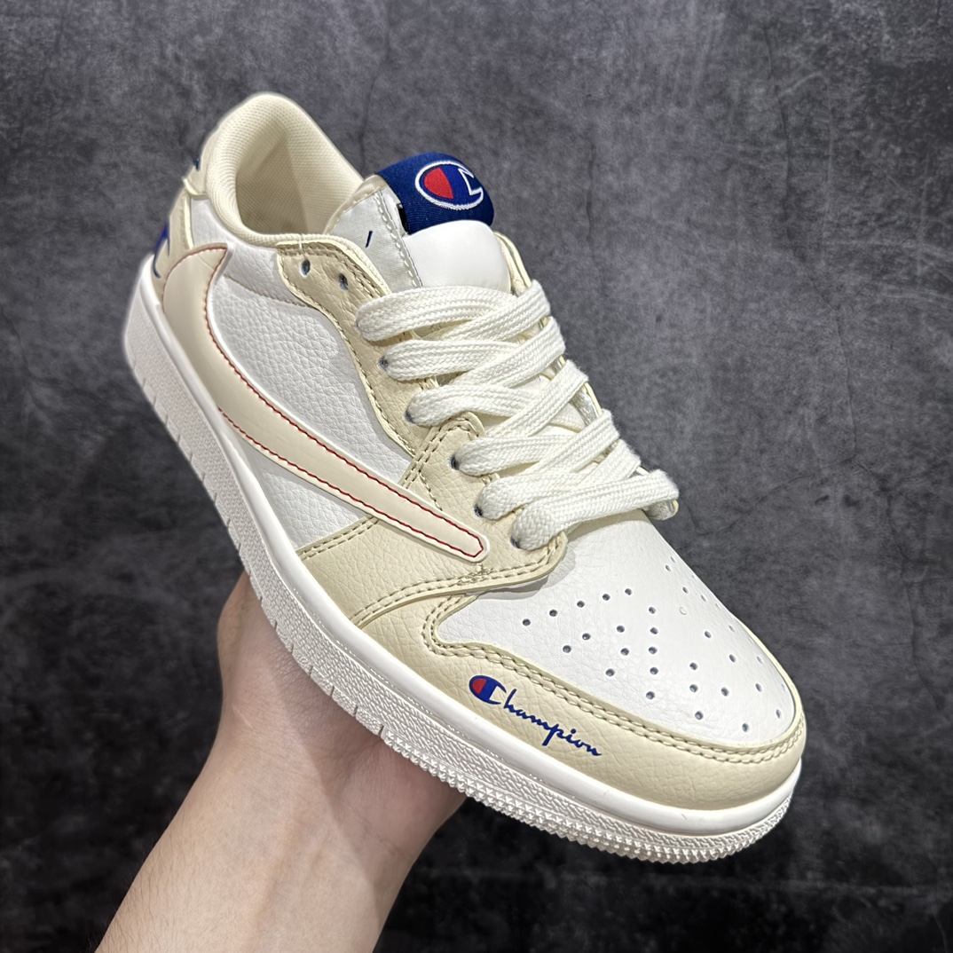 图片[3]-【定制版】Travis Scott x Nike Air Jordan 1 Low x Champion 米黄nAir Jordan 1 Low 反转米蓝倒钩 纯原版本n全鞋采用原装头层皮，用料扎实 精雕细琢n鞋型极致还原 飞翼3D打印改良 深度立体四线中底拉帮皮料选材 钢印 背胶一应俱全 全新批次 原装原模大底全鞋原厂定制皮料，手感细腻正确折边工艺 完美细节诠释 官方货号：QY1188 123 Size：36 36.5 37.5 38 38.5 39 40 40.5 41 42 42.5 43 44 44.5 45 编码：CC280300-鞋库