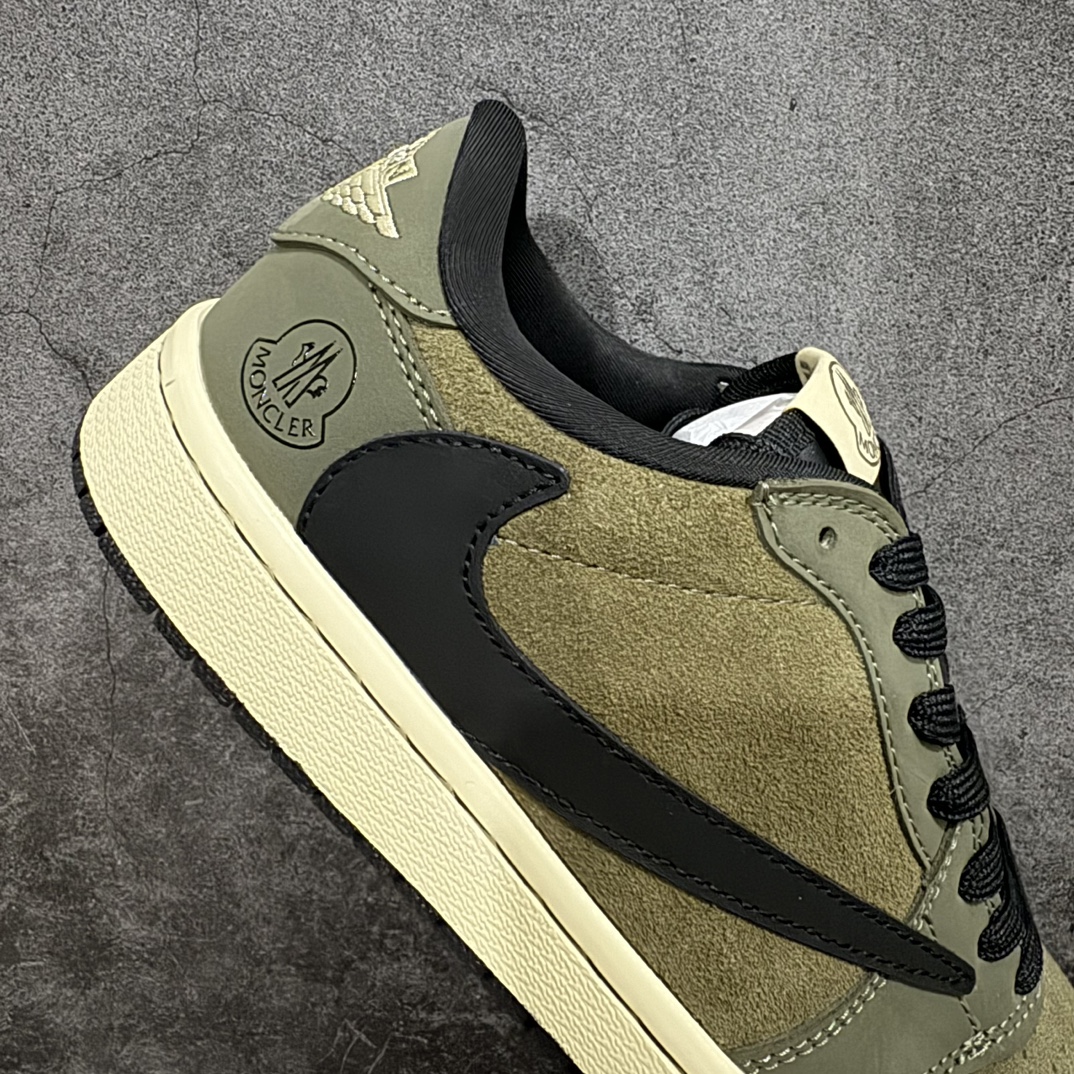 图片[7]-【定制版】Travis Scott x Nike Air Jordan 1 Low x MonclerAir Jordan 1 Low 反转军绿黑小钩倒钩 纯原版本n全鞋采用原装头层皮，用料扎实 精雕细琢n鞋型极致还原 飞翼3D打印改良 深度立体四线中底拉帮皮料选材 钢印 背胶一应俱全 全新批次 原装原模大底全鞋原厂定制皮料，手感细腻正确折边工艺 完美细节诠释 官方货号：CH6336 007 Size：36 36.5 37.5 38 38.5 39 40 40.5 41 42 42.5 43 44 44.5 45 编码：HXS320340-鞋库