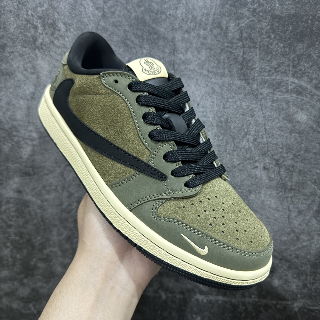 图片[3]-【定制版】Travis Scott x Nike Air Jordan 1 Low x MonclerAir Jordan 1 Low 反转军绿黑小钩倒钩 纯原版本n全鞋采用原装头层皮，用料扎实 精雕细琢n鞋型极致还原 飞翼3D打印改良 深度立体四线中底拉帮皮料选材 钢印 背胶一应俱全 全新批次 原装原模大底全鞋原厂定制皮料，手感细腻正确折边工艺 完美细节诠释 官方货号：CH6336 007 Size：36 36.5 37.5 38 38.5 39 40 40.5 41 42 42.5 43 44 44.5 45 编码：HXS320340-鞋库