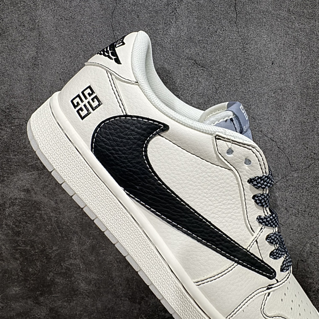 图片[7]-【定制版】Travis Scott x Fragment Design x Air Jordan 1 Low OG SP AJ1 乔1 纪梵希联名-黑勾水晶 低帮文化休闲板鞋n#多方联名合作融合了Travis Scott 独特的音乐风格，藤原浩个性的设计风格以及Jordan品牌的经典元素 使其成为一双具有独特身份和价值的鞋子 清新而立体的外观加上联名标识更突出了其独特身份 这种配色方案显示出活力和时尚感 在视觉上引人注目  鞋身的质感和细腻的细节处理使其显得高端而格调十足  这款“倒钩”联名是设计与创意完美结合  融合多方的个性风格是一款备受瞩目的潮流鞋款  低帮休闲板鞋 定制鞋盒 大厂纯原品质出货 超高清洁度 皮料切割干净无任何毛边 细节完美货号：XY2688-111 尺码：36 36.5 37.5 38 38.5 39 40 40.5 41 42 42.5 43 44 44.5 45 编码：HXS320340-鞋库