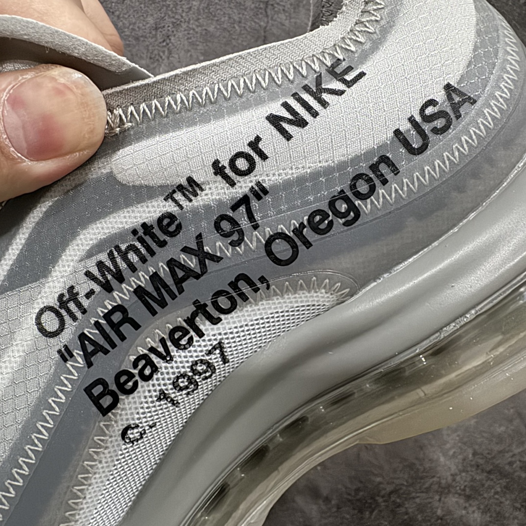 图片[7]-【外贸纯原】Nike Air max 97 x  OFF WHITE货号：AJ4585-001n原档案透明大底  原厂韩国原装网纱六道原厂高频工艺 全套包装配件同步正品鞋面不起皱 正确内侧印刷字体 鞋带不掉字 尺码 40-47.5 编码：OW450480-鞋库