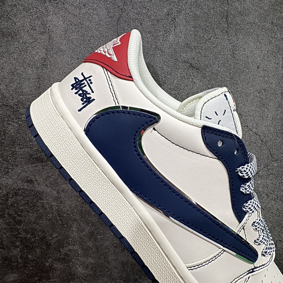 定制版 Stussy x Air Jordan 1 Low 红尾蓝勾  XZ3398-001