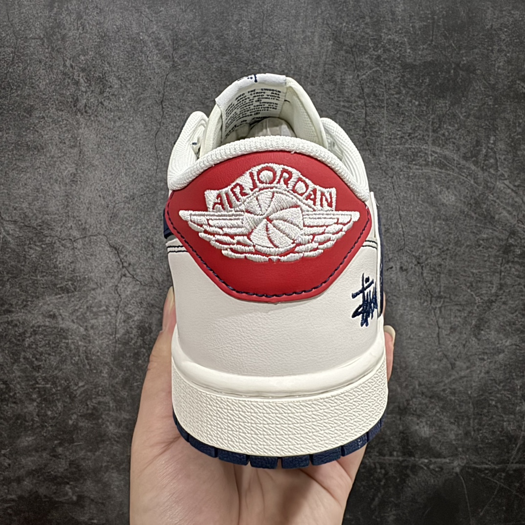 定制版 Stussy x Air Jordan 1 Low 红尾蓝勾  XZ3398-001