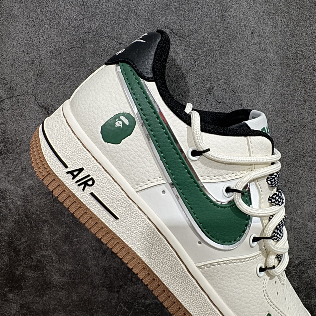 海外限量发售Nike Air Force 1 '07 Low “Bape联名——米绿生胶抽绳”空军一号低帮运动鞋 SJ1198-100