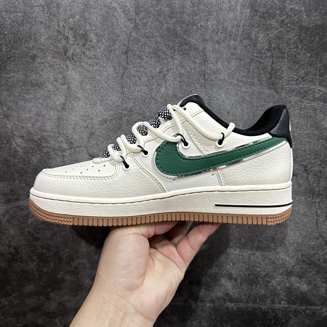 海外限量发售Nike Air Force 1 '07 Low “Bape联名——米绿生胶抽绳”空军一号低帮运动鞋 SJ1198-100