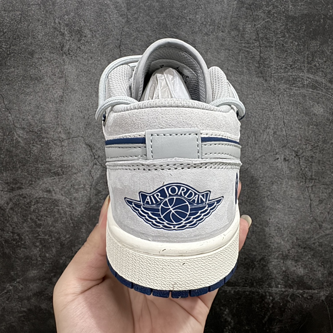 定制版 Bape x Air Jordan 1 Low 灰蓝抽绳  SJ9950-019