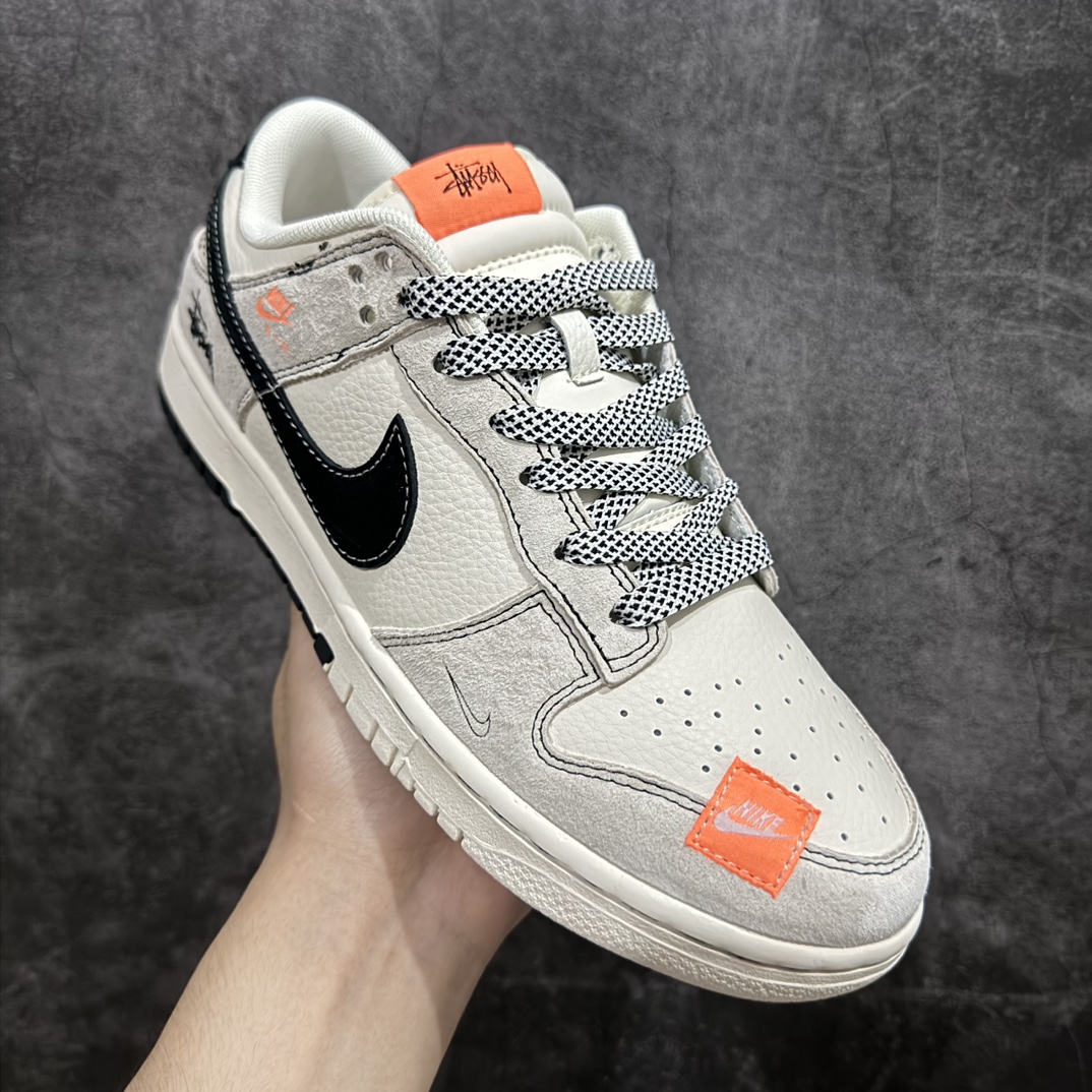 定制版 Nk SB Dunk Low 斯图西联名-贴布灰白黑勾 低帮休闲板鞋  MM1089-022