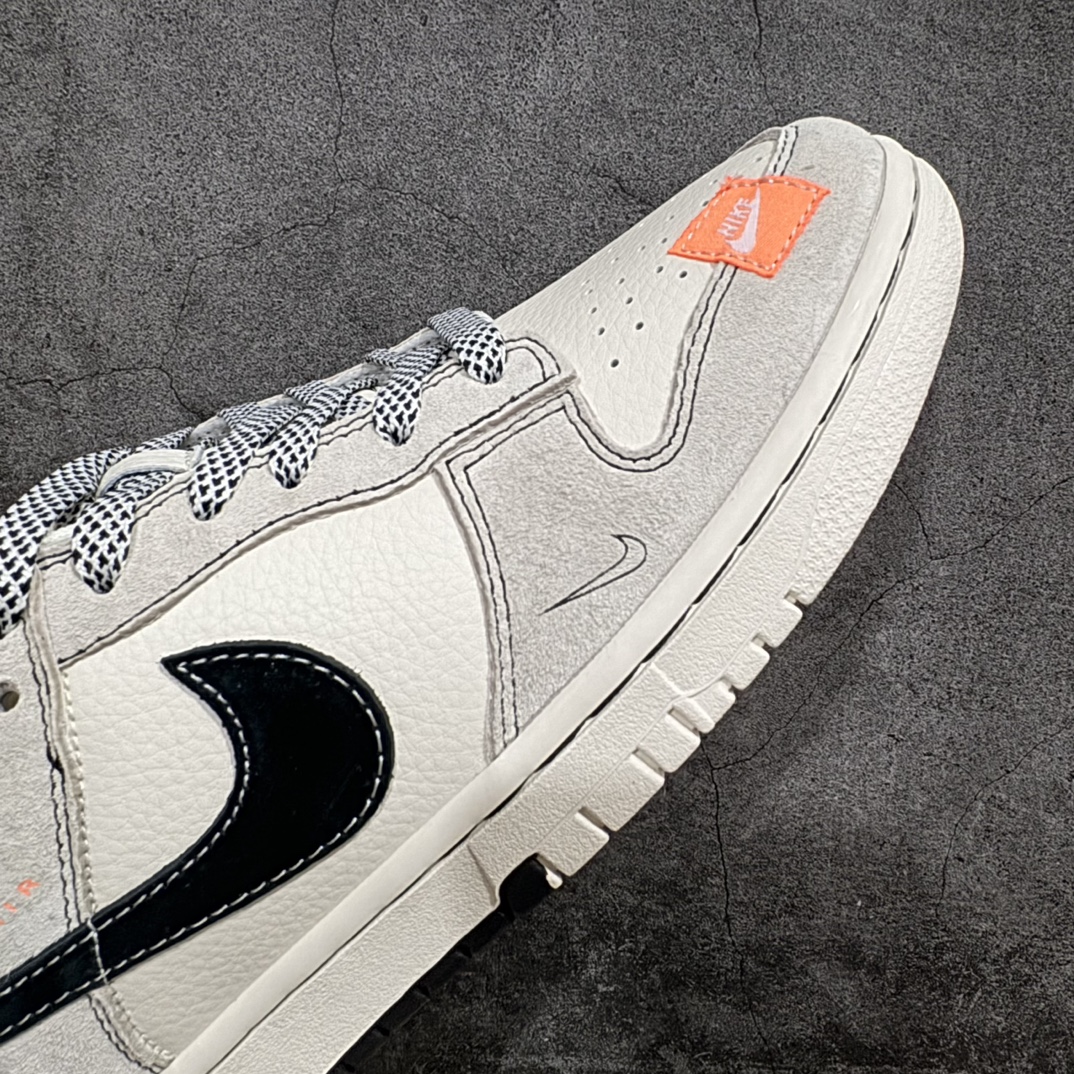 定制版 Nk SB Dunk Low 斯图西联名-贴布灰白黑勾 低帮休闲板鞋  MM1089-022