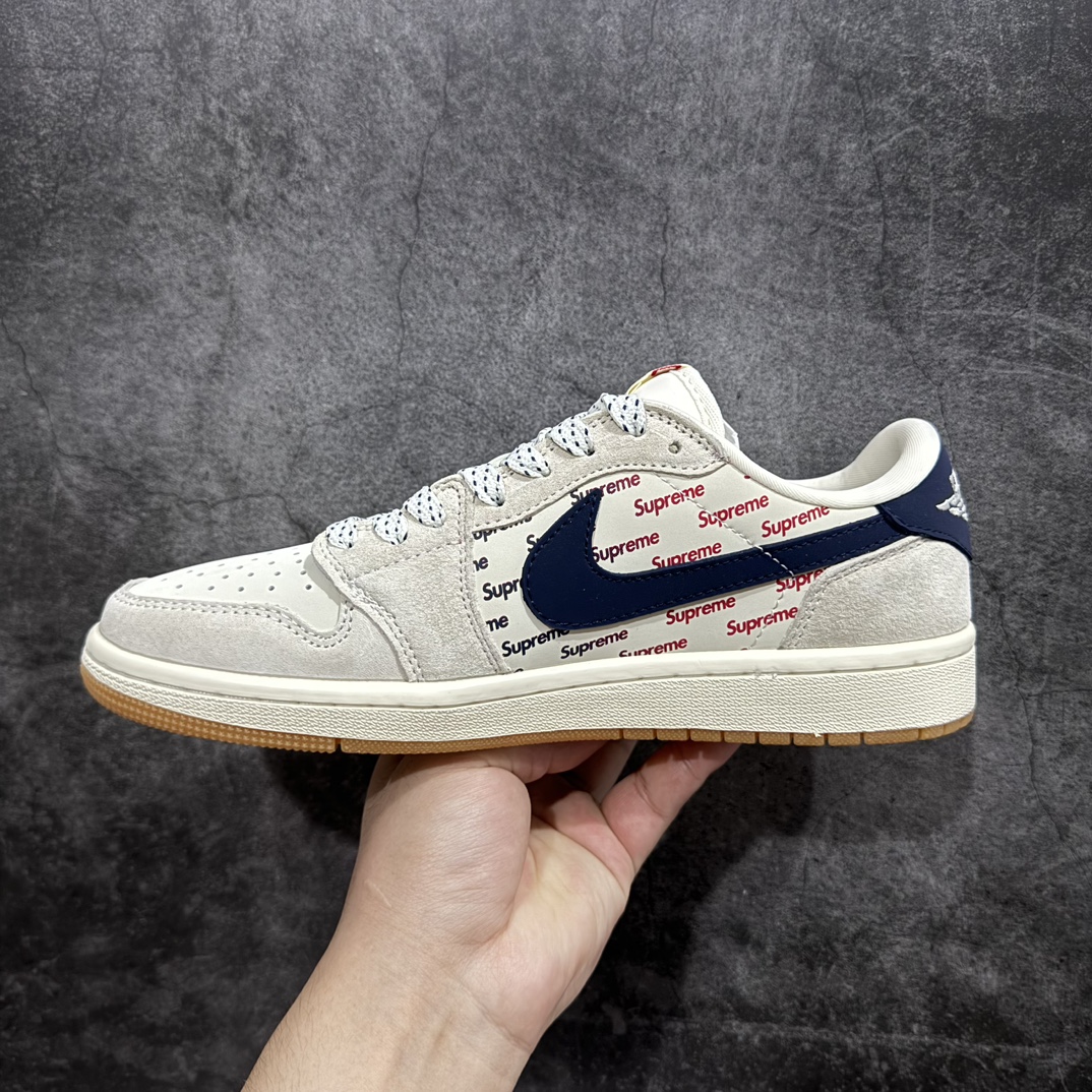 定制版 Travis Scott x Fragment Design x Air Jordan 1 Low OG SP AJ1 乔1 Supreme联名-猪八奶咖 低帮文化休闲板鞋  JH6088-613