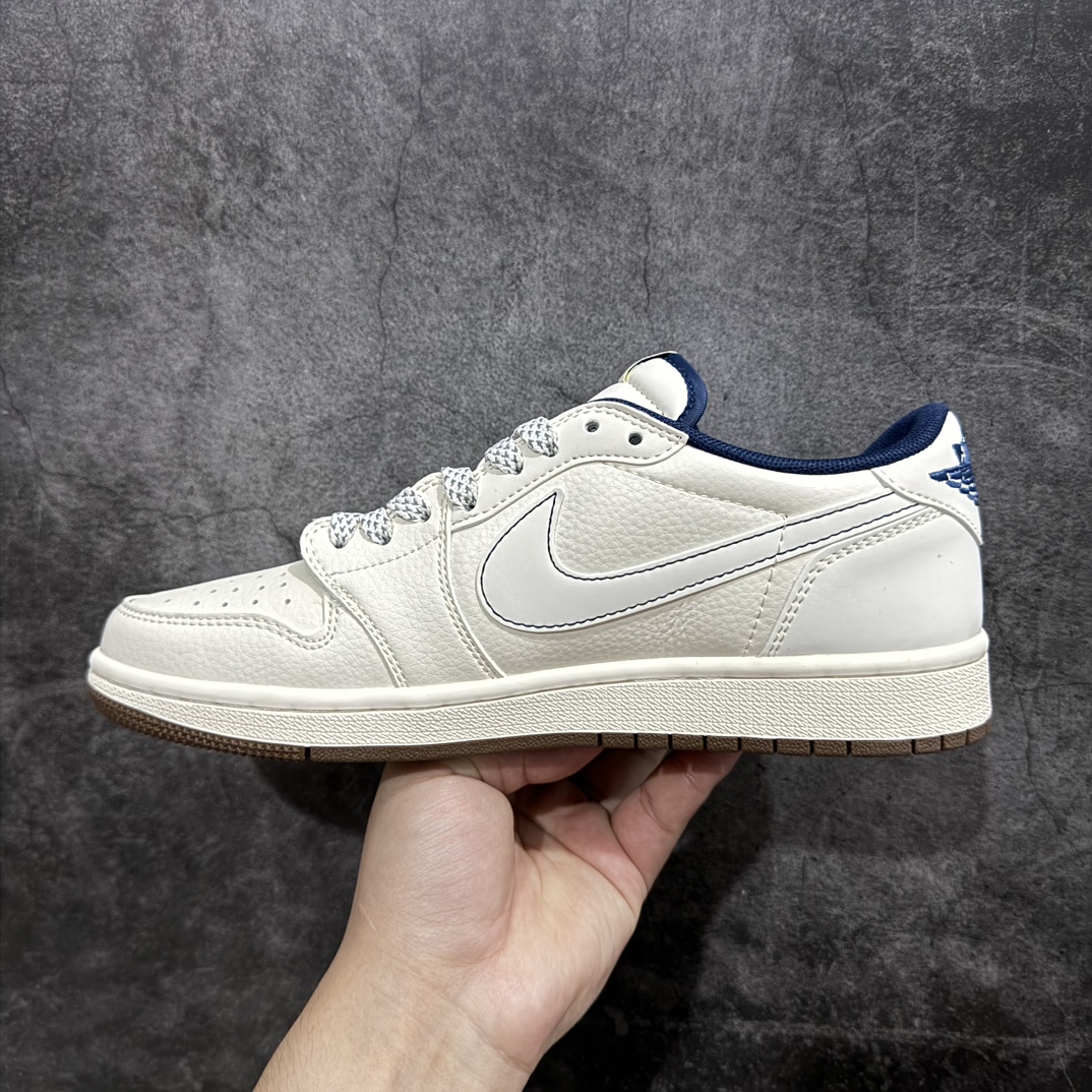 定制版 Travis Scott x Fragment Design x Air Jordan 1 Low OG SP AJ1 乔1 斯图西联名-棕底蓝勾 低帮文化休闲板鞋 XY2688-121