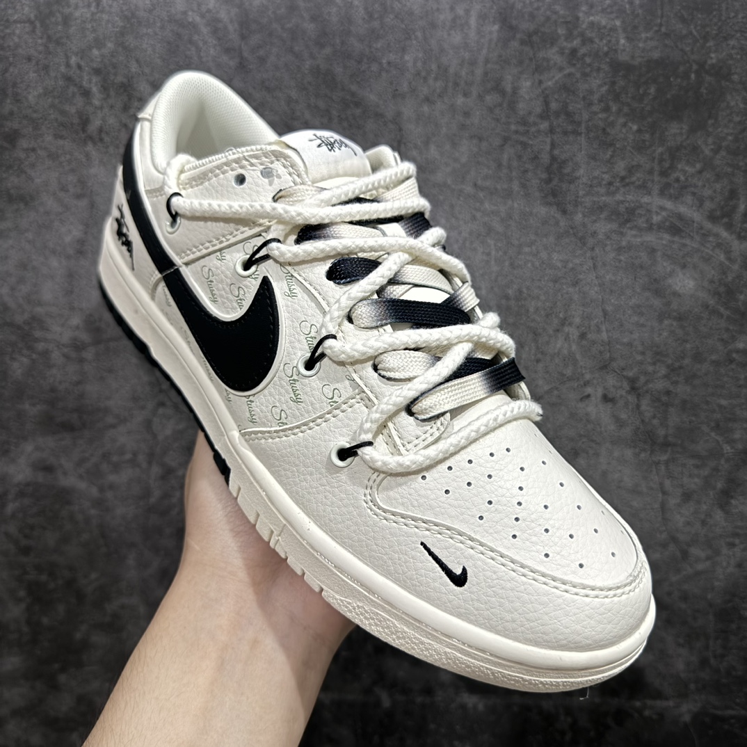 定制版 Stussy x Nike Dunk Low 绑带米白黑勾   SJ2068-297