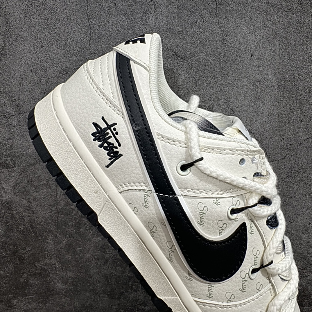 定制版 Stussy x Nike Dunk Low 绑带米白黑勾   SJ2068-297