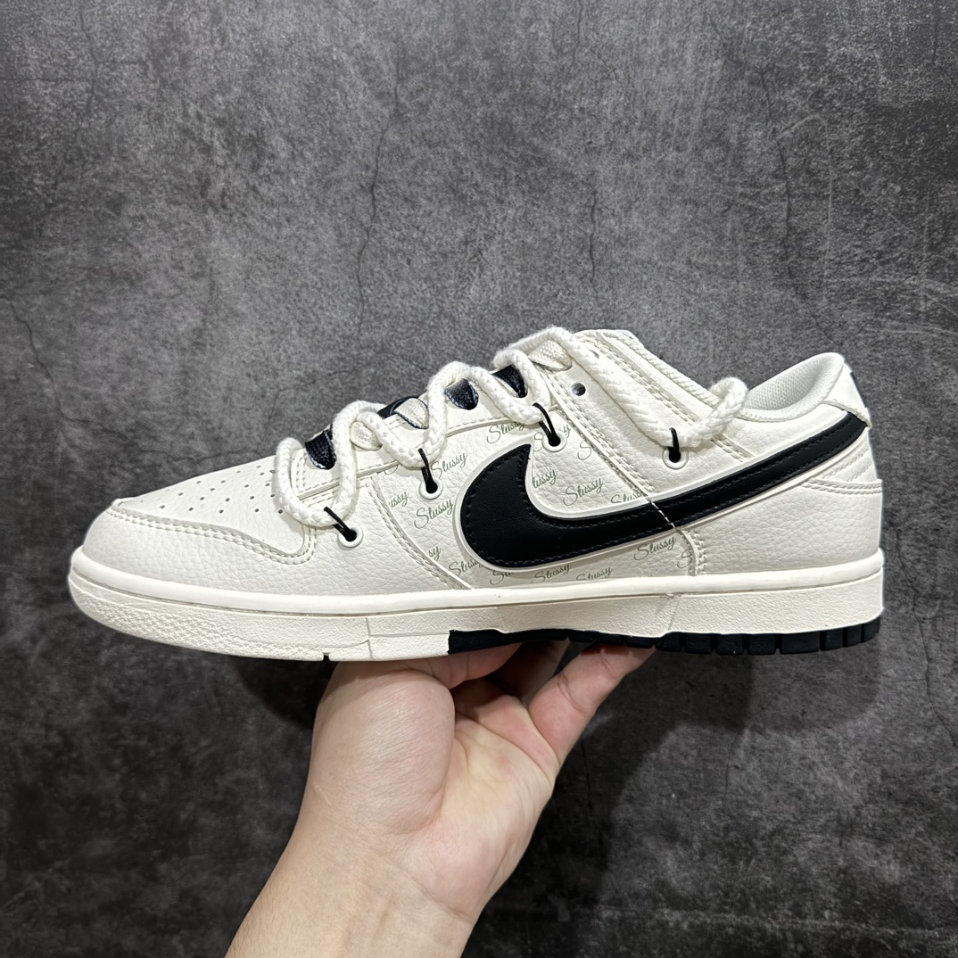 定制版 Stussy x Nike Dunk Low 绑带米白黑勾   SJ2068-297