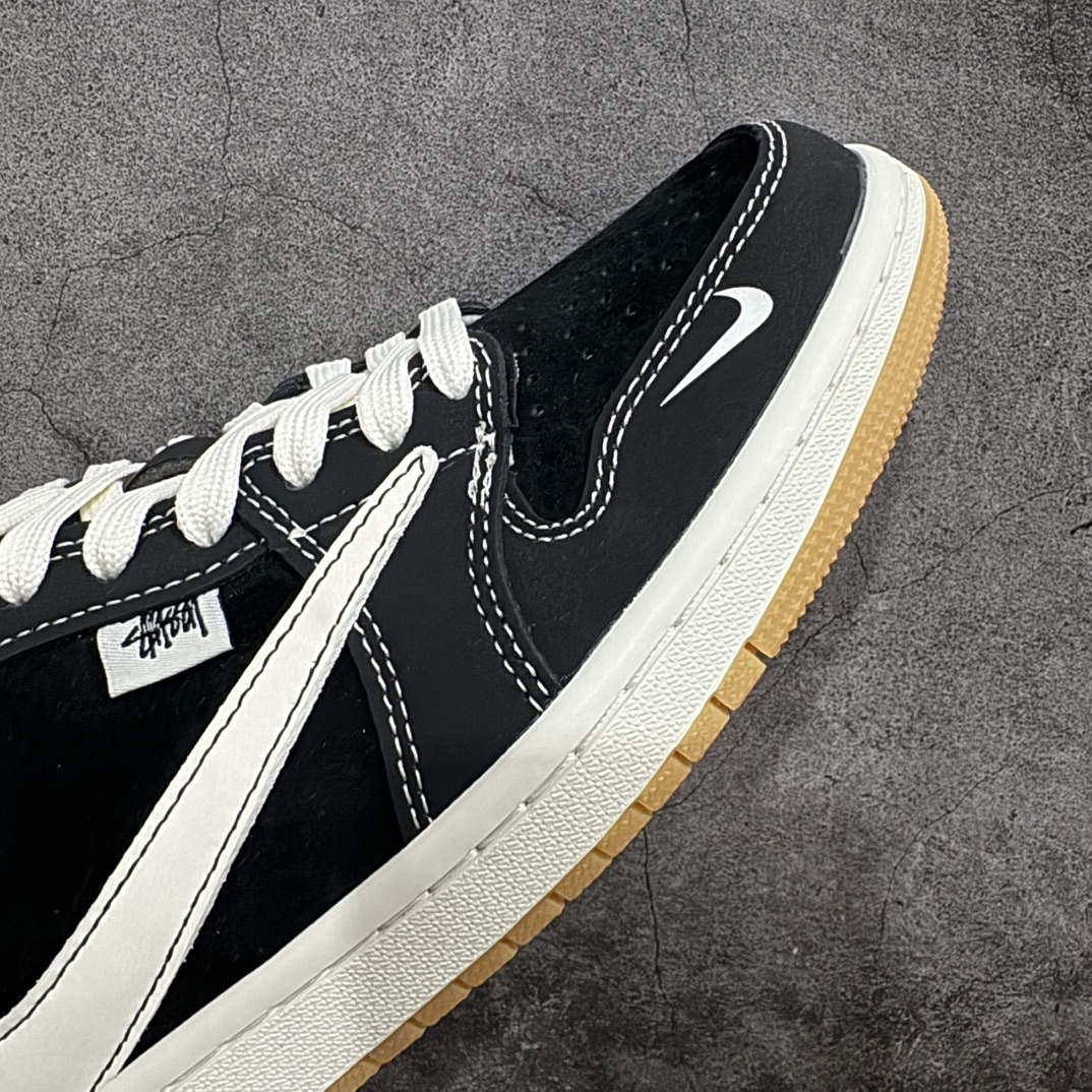 定制版 Travis Scott x Fragment Design x Air Jordan 1 Low OG SP AJ1 乔1 斯图西联名-黑生胶 低帮文化休闲板鞋  JH6089-004