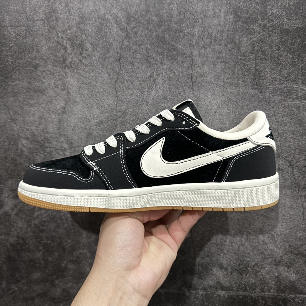 定制版 Travis Scott x Fragment Design x Air Jordan 1 Low OG SP AJ1 乔1 斯图西联名-黑生胶 低帮文化休闲板鞋  JH6089-004