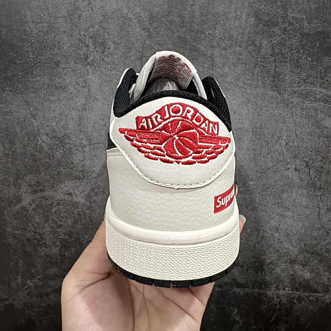 定制版 Supreme x Air Jordan 1 Low 米白黑勾定制倒钩   LJ5188-023