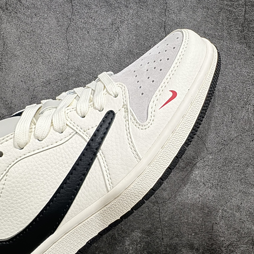 定制版 Supreme x Air Jordan 1 Low 米白黑勾定制倒钩   LJ5188-023