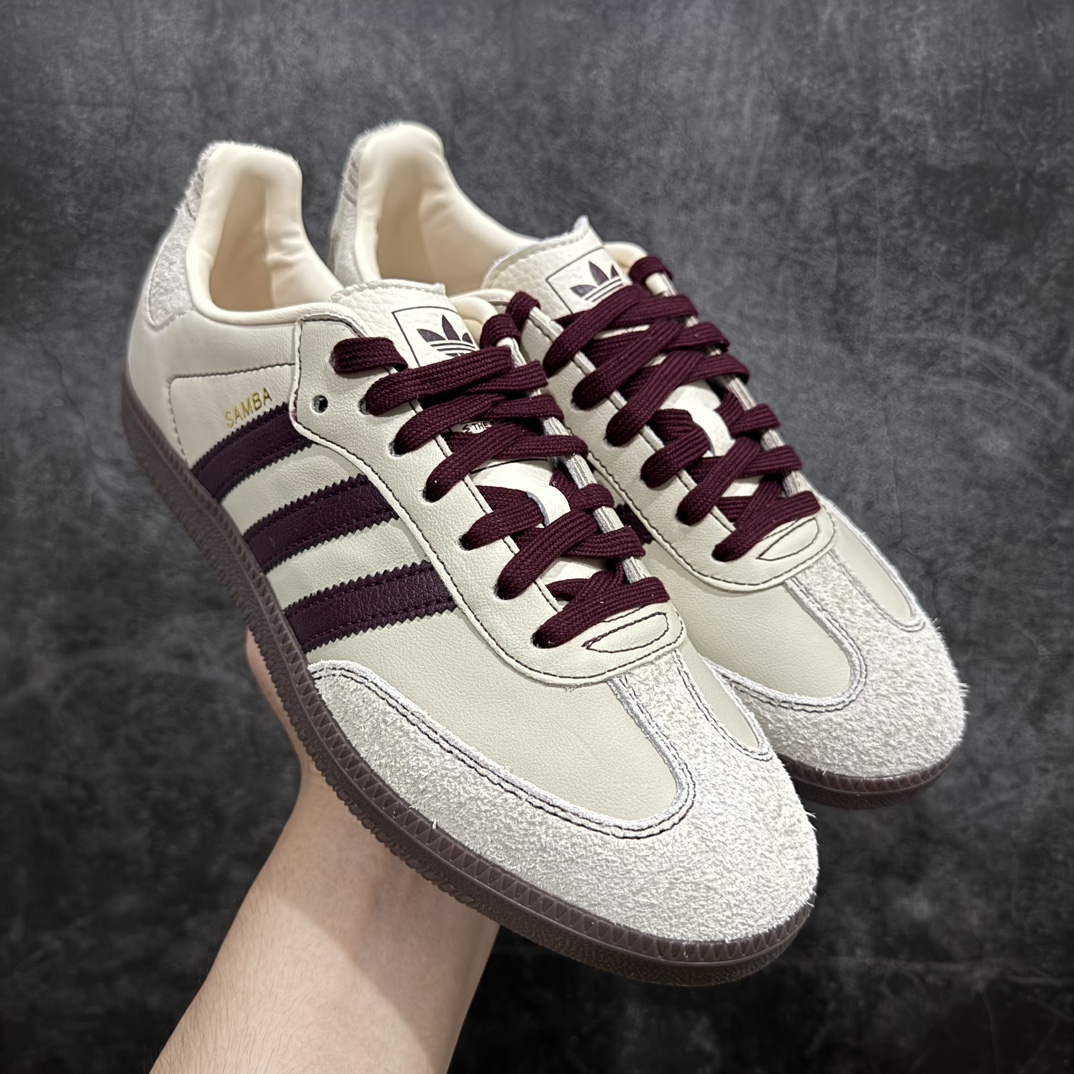 【RS纯原】阿迪达斯/三叶草Adidas Originals Samba OG\”Wonder White Maroon\”桑巴舞系列绅士德训足球风百搭低帮休闲运动板鞋“奶黄浅灰酒红生胶底” 货号:IG1987nn正确版型 原材皮料 细节完美n裁片清洁度超高 无色差 区别市场通货 尺码： 36 36⅔ 37⅓ 38 38⅔ 39⅓ 40 40⅔ 41⅓ 42 42⅔ 43⅓ 44 45 编码：XN230250-鞋库