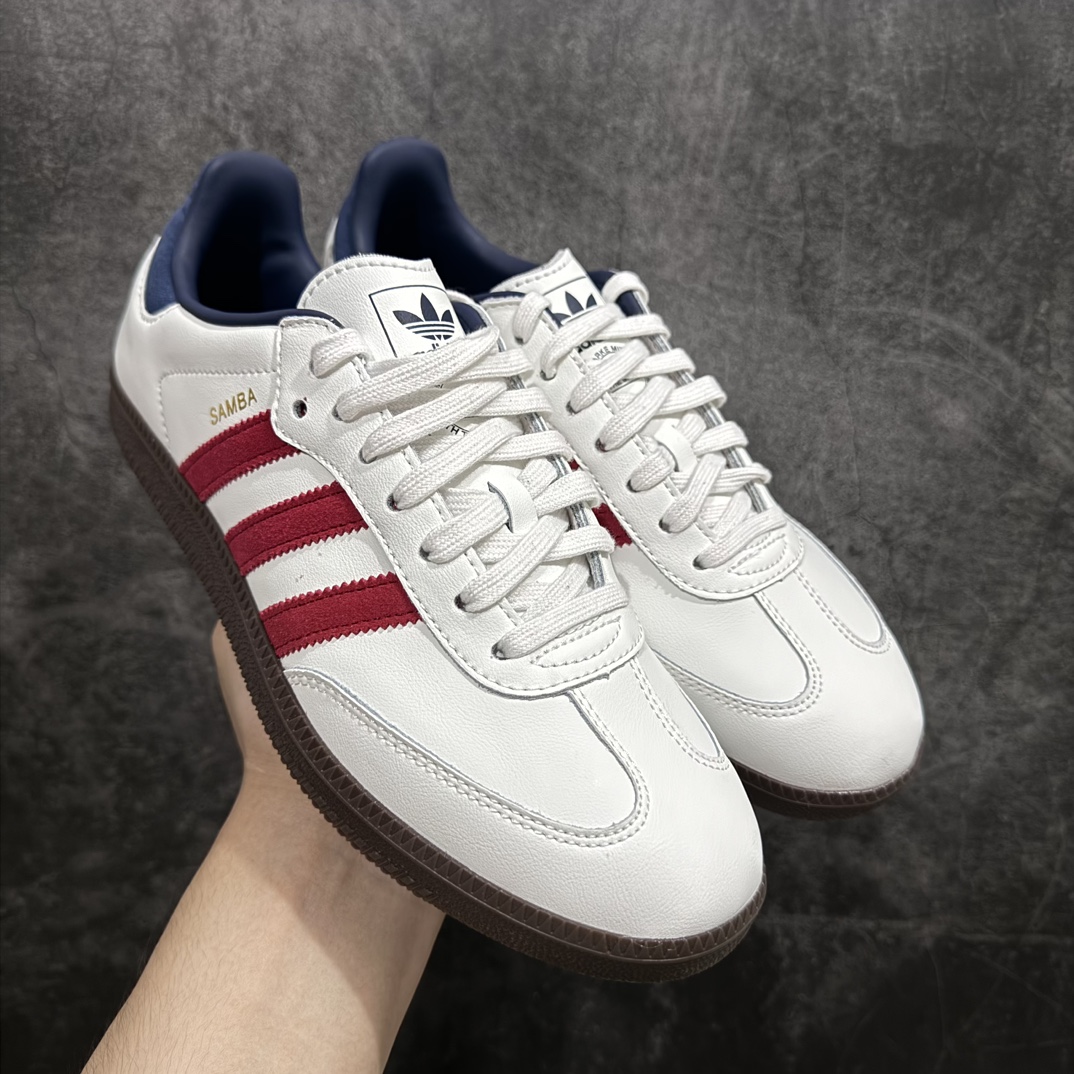 【RS纯原】阿迪达斯/三叶草Adidas Originals Samba OG\”White/Team Red/Night Indigo\”桑巴舞系列绅士德训足球风百搭低帮休闲运动板鞋“白午夜蓝酒红焦糖底” 货号:IH4881n正确版型 原材皮料 细节完美n裁片清洁度超高 无色差 区别市场通货 尺码： 36 36⅔ 37⅓ 38 38⅔ 39⅓ 40 40⅔ 41⅓ 42 42⅔ 43⅓ 44 45 编码：XN230250-鞋库