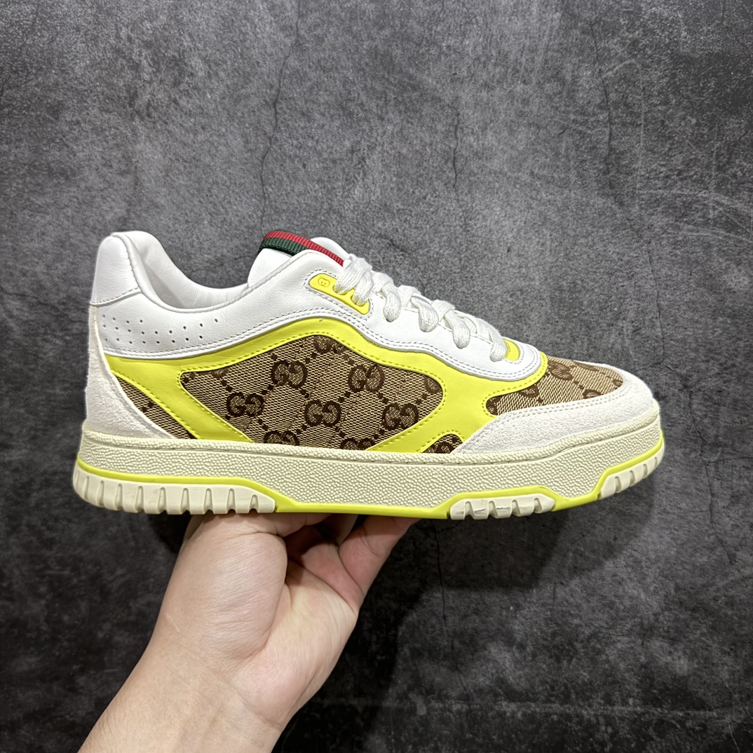 【广东纯原版本】意大利奢侈品牌-古驰Gucci Re-Web Leather Sneakers 系列低帮复古百搭训练休闲运动小白板鞋“皮革米白乌木色GG红绿标牌n升级官方最新2024全套专柜星座配件及包装物(附送官方快递加固包装盒!!) 采用软质粒面头层皮革组合纯棉提花布鞋面材质#搭载灌注PU式缓震乳胶脚垫 全新开发复合TPR防变形色块耐磨橡胶外底n码数：39-45 编码：TL450470-鞋库