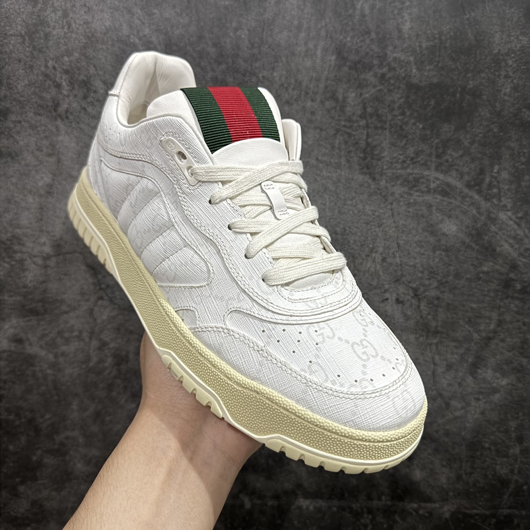 图片[3]-【广东纯原版本】意大利奢侈品牌-古驰Gucci Re-Web Leather Sneakers 系列低帮复古百搭训练休闲运动小白板鞋“皮革米白乌木色GG红绿标牌n升级官方最新2024全套专柜星座配件及包装物(附送官方快递加固包装盒!!) 采用软质粒面头层皮革组合纯棉提花布鞋面材质#搭载灌注PU式缓震乳胶脚垫 全新开发复合TPR防变形色块耐磨橡胶外底n码数：39-45 编码：TL450470-鞋库