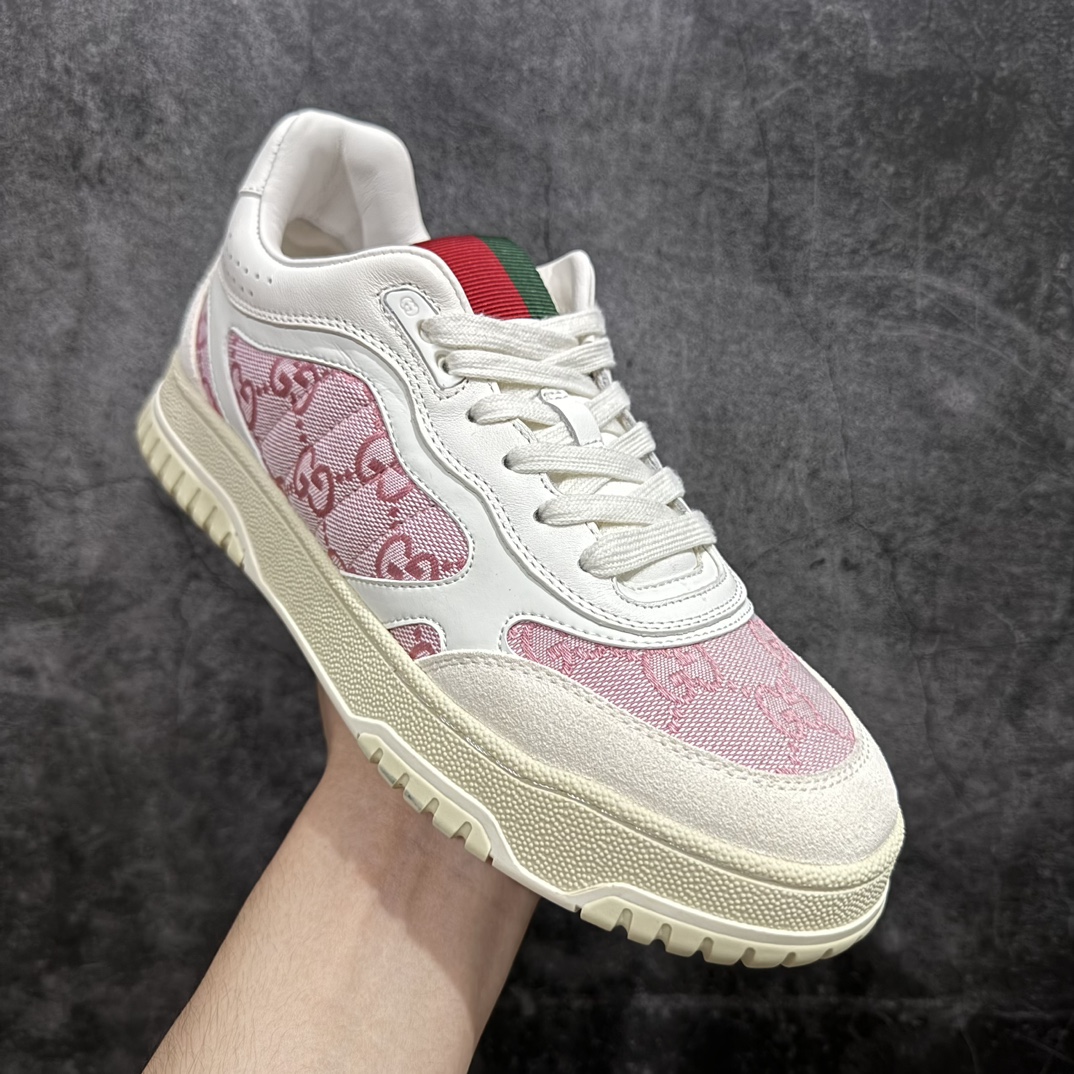 图片[3]-【广东纯原版本】意大利奢侈品牌-古驰Gucci Re-Web Leather Sneakers 系列低帮复古百搭训练休闲运动小白板鞋“皮革米白乌木色GG红绿标牌n升级官方最新2024全套专柜星座配件及包装物(附送官方快递加固包装盒!!) 采用软质粒面头层皮革组合纯棉提花布鞋面材质#搭载灌注PU式缓震乳胶脚垫 全新开发复合TPR防变形色块耐磨橡胶外底n码数：39-45 编码：TL450470-鞋库