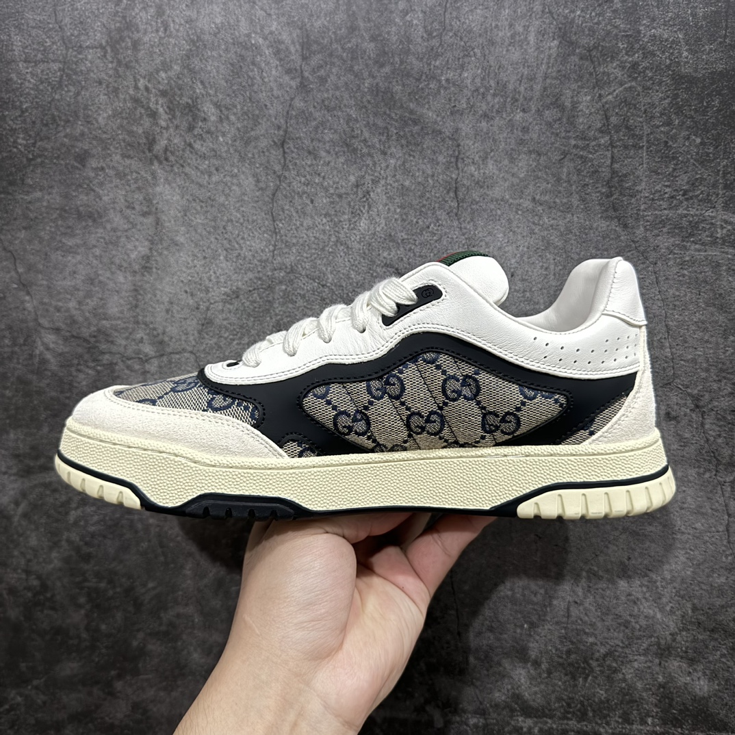 广东纯原版本 意大利奢侈品牌-古驰Gucci Re-Web Leather Sneakers 系列低帮复古百搭训练休闲运动小白板鞋