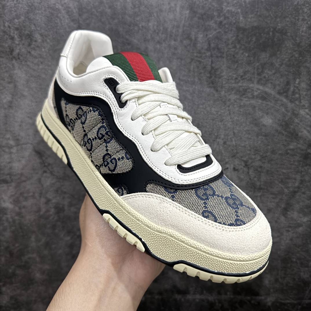 广东纯原版本 意大利奢侈品牌-古驰Gucci Re-Web Leather Sneakers 系列低帮复古百搭训练休闲运动小白板鞋