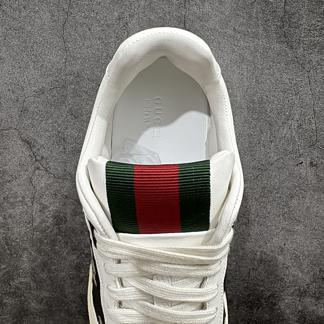 广东纯原版本 意大利奢侈品牌-古驰Gucci Re-Web Leather Sneakers 系列低帮复古百搭训练休闲运动小白板鞋