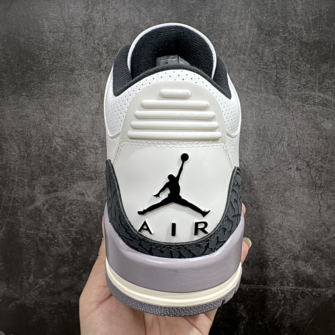 图片[4]-【JS纯原】Air Jordan AJ3 Retro 白灰 CT8532-106n圈内最强三代系列 匠心打造 开发时长超过半年 目前可过各类鉴定或无法鉴定 裸鞋随便操作 全套原纸板楦头开发 原厂大底磨具加持立体防滑纹理 原装可视Air Sole气垫 原汁原味最完美的三代版型 唯一正确鞋头趴度弧度高度鞋身腰线 原厂TPU彩虹扎染后跟饰片 正确内里反口里网布 皮料菱角分明不变形无多余毛边 广东原厂zp同批次手工大底描漆拉丝 市场唯一原厂鞋扣模具 原厂织唛标 原厂飞人电绣工艺 尾指中部跳三针 独家绑鞋带手法 印刷中底布 四线拉帮 米色美纹纸贴合固定 进口港宝加持 后跟自然饱满 全鞋荧光划线卡点 追求极致完美 每一双都是工艺品 多重QC质检 超越公司货的品控标准 实实在在的免检产品 SIZE：36 36.5 37.5 38 38.5 39 40 40.5 41 42 42.5 43 44 44.5 45 45.5 46 47.5 48.5 编码：X10450480-鞋库