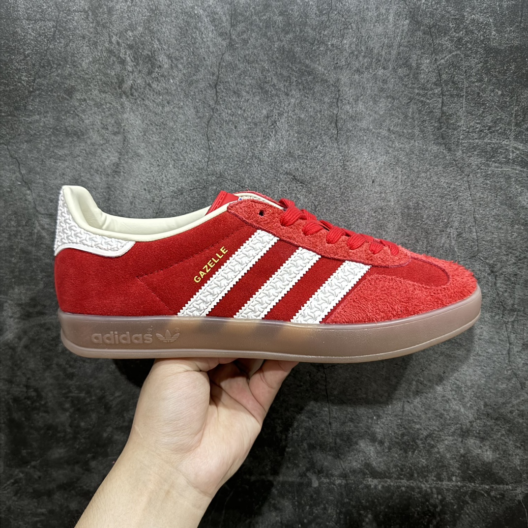 纯原版AdidasOriginalsGazelleIndoor防滑低帮T头德训鞋GZ复古系列白红IF18