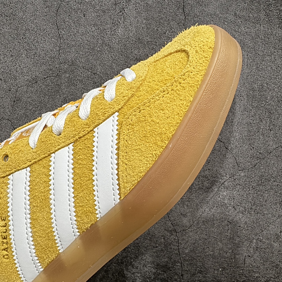 纯原版AdidasOriginalsGazelleIndoor防滑低帮T头德训鞋GZ复古系列白黄HQ87