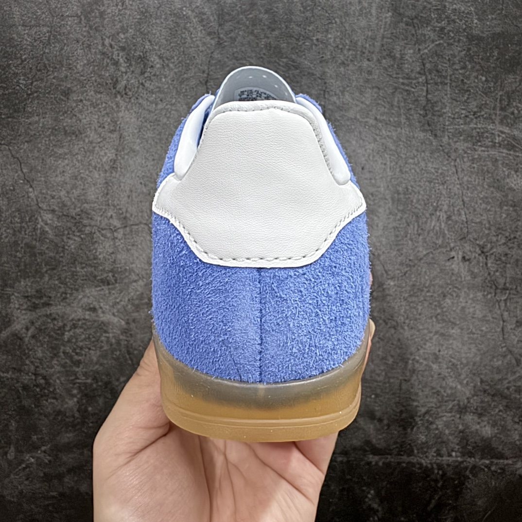 纯原版AdidasOriginalsGazelleIndoor防滑低帮T头德训鞋GZ复古系列白蓝HQ87