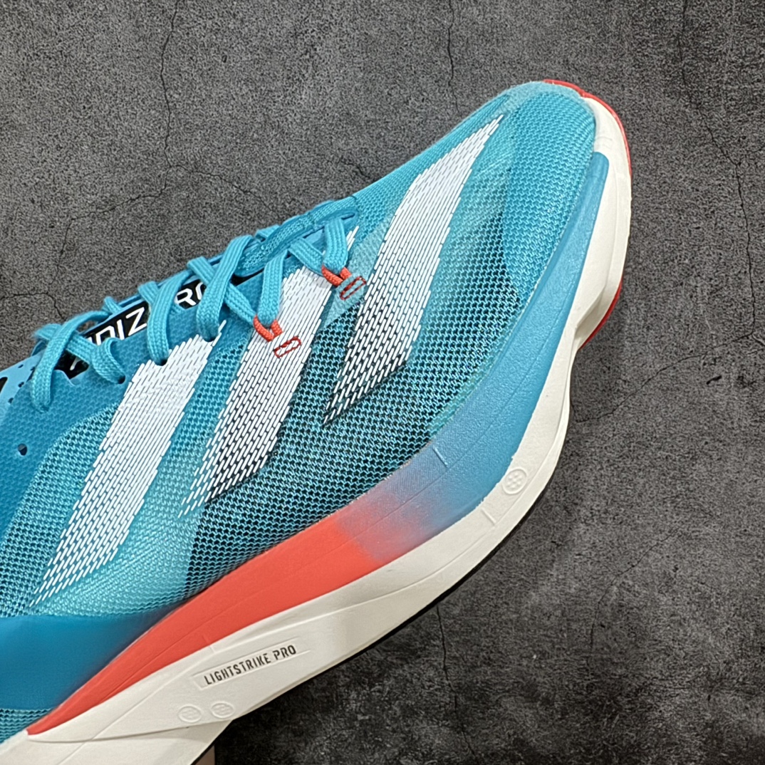 图片[6]-【公司级】adidas Adizero Adios Pro 3 舒适百搭减震防滑耐磨 低帮 碳板 马拉松跑步鞋 波士顿3代夏季透气网眼竞速跑鞋 ID8473nnn延续爪型玻璃纤维推进系统 进化为全掌式的ENERGY RODS 2.0 从脚跟到脚趾的一体成形设计 强化整体推进力 提升速度表现 升级透气鞋面更具支撑性 利用ENGINEERED MESH技术进行不同密度织纹 强化支撑性 更使用50%以上的回收材料製成 减低塑料浪费 此外变薄的鞋舌为前掌提供更多空间 提供跑者更好的穿着感受 马牌轮胎大底耐磨性佳 大底全掌采用耐磨的Continental马牌轮胎大底 在各种环境下保有良好抓地力SIZE：36-45 编码：YX240250-鞋库