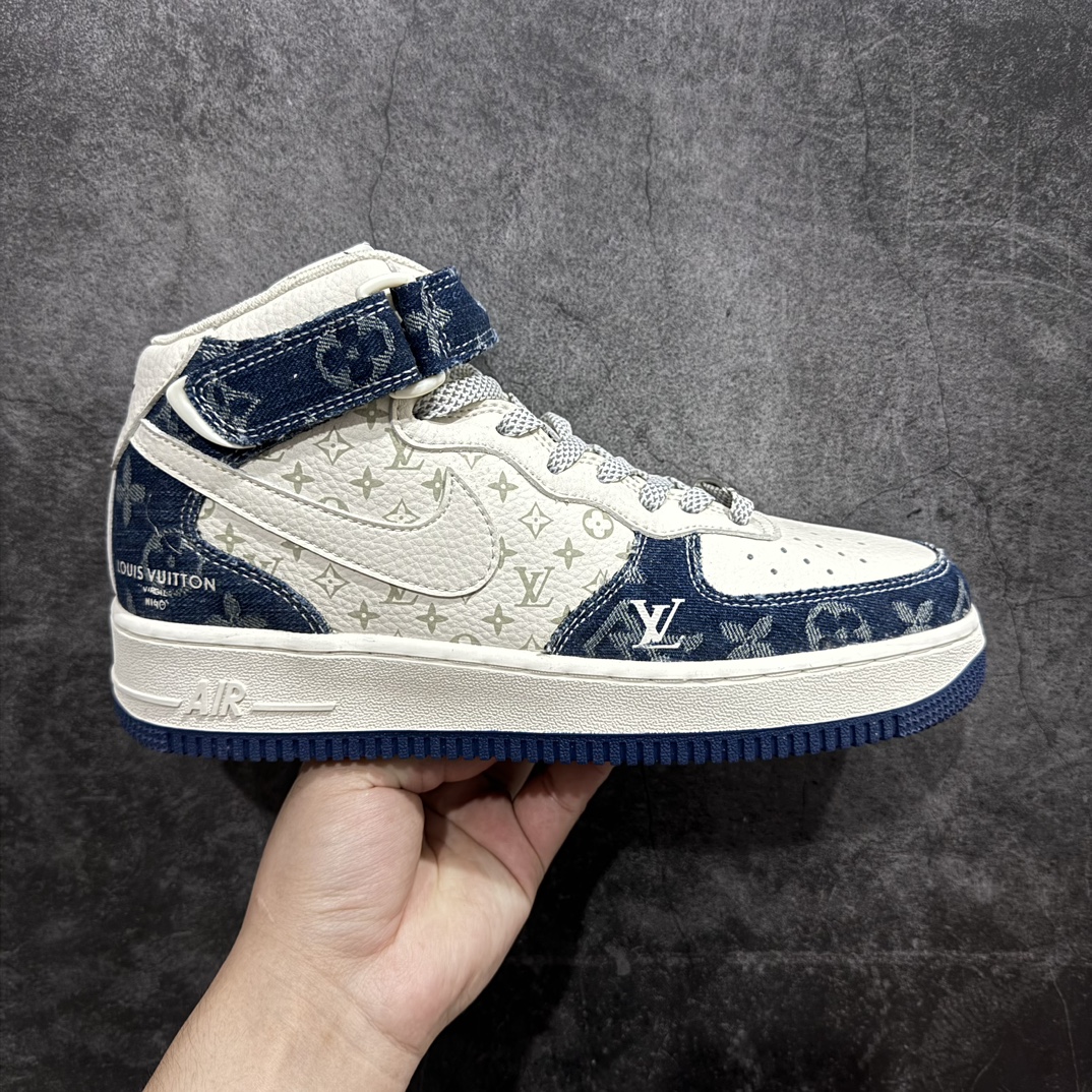 【公司级】海外限量发售NIke Air Force 1 \’07 Low “LV联名–荧光蓝牛仔印花”空军一号 中帮 运动鞋 休闲鞋 折边针车 工艺难度大 原楦头原纸板 原装鞋盒 定制五金配件 内置全掌气垫 原厂鞋底货号：DQ7688-200 Size：36 36.5 37.5 38 38.5 39 40 40.5 41 42 42.5 43 44 44.5 45 编码：HXS250260-鞋库