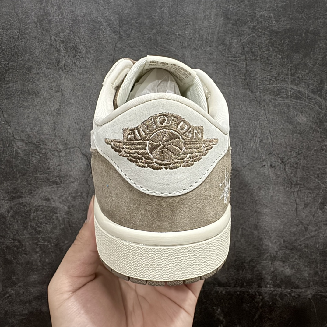 图片[4]-【定制版】Stussy x Travis Scott x Air Jordan 1 Low乔丹1代低帮倒钩斯图西联名米白浅棕 货号：JH6089-001 尺码：36 36.5 37.5 38 38.5 39 40 40.5 41 42 42.5 43 44 44.5 45 编码：HXS320340-鞋库