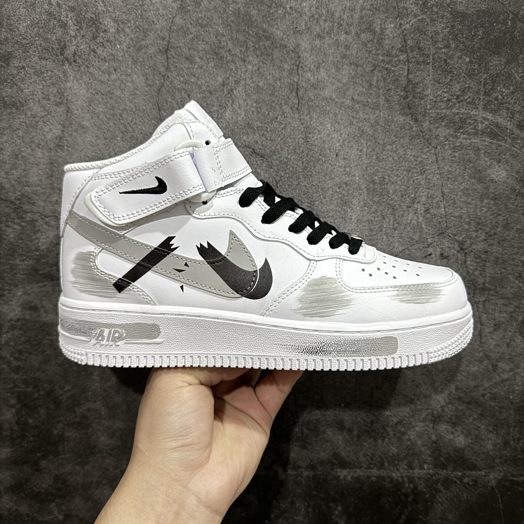 【公司级】Nk Air Force 1\’07 Mid 白灰黑色 手绘断裂 三勾阴影 空军一号绑带中帮休闲板鞋 CW2289-111rn定制皮料 原厂3D打印 定制鞋盒 原楦原纸板 纯正空军版型 内置全掌气垫r 尺码：36 36.5 37.5 38 38.5 39 40 40.5 41 42 42.5 43 44 44.5 45  编码：HXS310330-鞋库