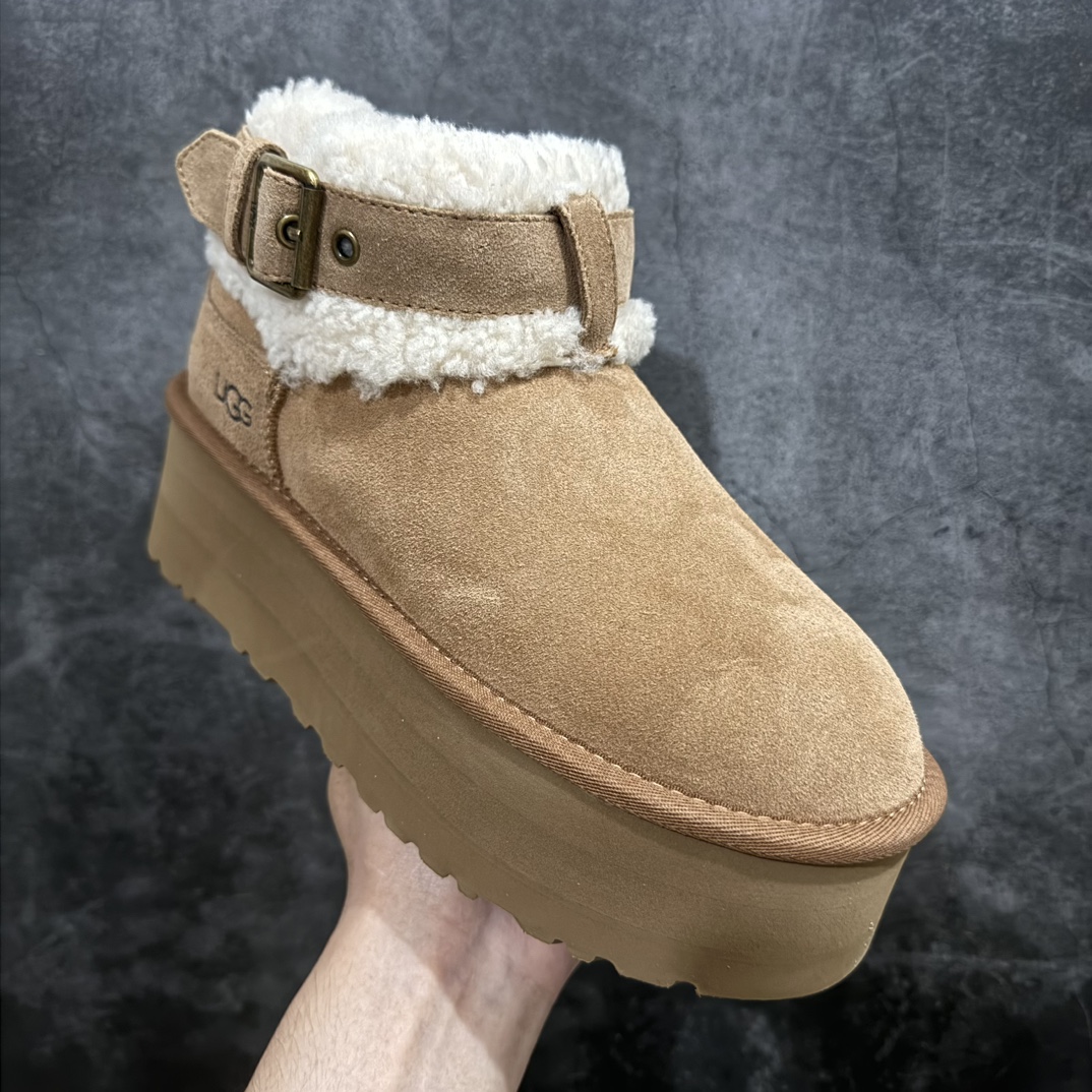 图片[3]-【X1广东礼盒版】市面顶级版本UGG 圆头搭扣 3.5cm厚底 雪地靴女款n小红书爆款n广州外贸大厂生产 鞋头到鞋垫真羊皮毛一体 独立外盒包装 芯片 带防水工艺 区别市面任何版本1.5Ccm薄底 独立原版开发大底 羊绒鞋垫 冬季保暖外出 家居都是很适合的选择 进年uug推出款式系列 局部偏向年轻消费者喜好 也走到时尚潮流穿搭的前沿 鞋身材质 防泼水涂层翻毛皮鞋面 17毫米UGGPURE™ 植入式羊毛内底 轻便防滑舒适橡胶外底 带有品牌LOGO商标 带全套包装  尺码: 35 36 37 38 39 40 编码：HH340360-鞋库