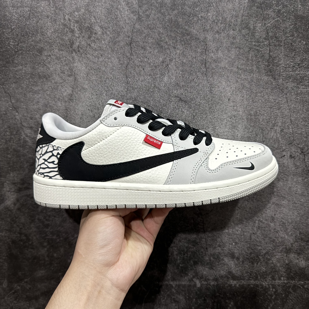 【定制版】TS x Air Jordan AJ1 Low 倒钩低帮联名定制配色 JH6089-003原厂内置气垫魔块 A模大底 头层小牛皮 鞋舌AJ原厂专用牛津布+AJ专用反口珍珠布+原厂无杂质高弹内里海棉+特殊封边弹力鞋带SIZE：36 36.5 37.5 38 38.5 39 40 40.5 41 42 42.5 43 44 44.5 45 编码：HXS320340-鞋库