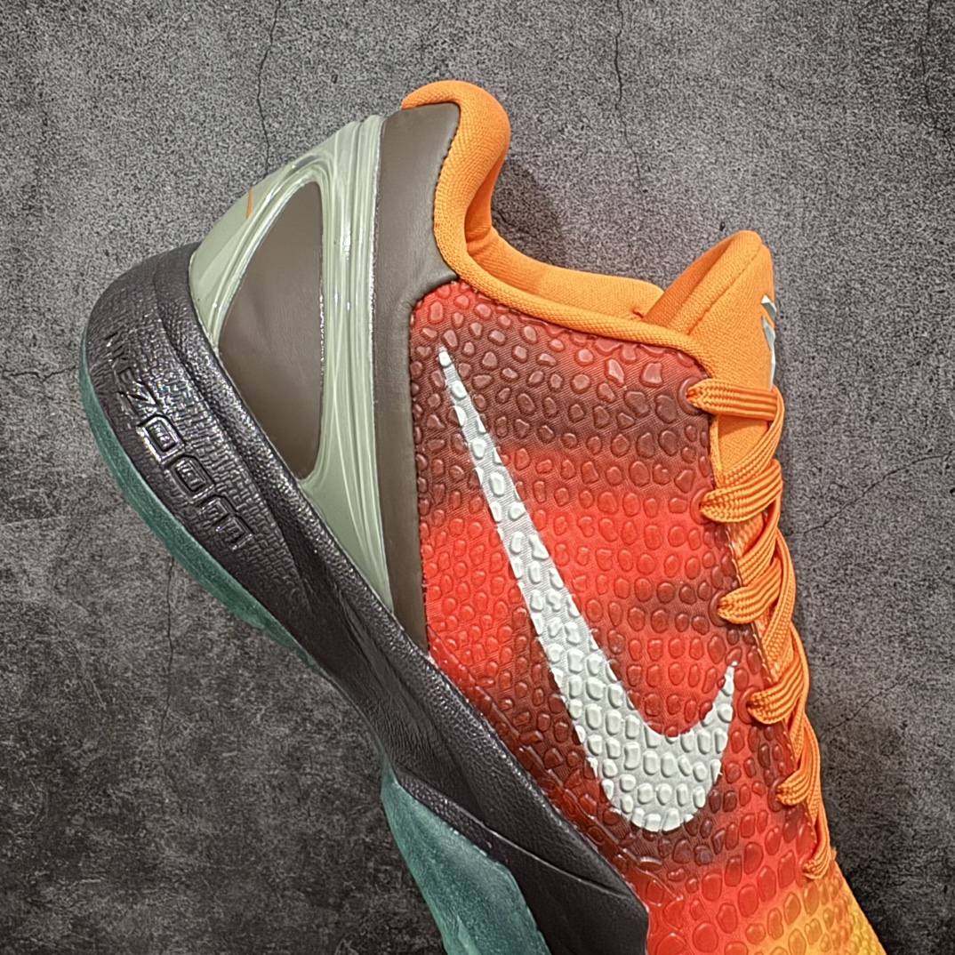 图片[7]-【MX版本】原装级NK Zoom Kobe 6 ASG Orange County Sunset 科比六代 日落黑橙 448693-800完美复刻公司货 前掌超大Zoom Turbo气垫 后掌EVA缓震 真正的原汁原味 还原ZP脚感 全身鞋材卡料色独家定制 唯一正确喷漆工艺Swoosh 正确凹凸蛇鳞工艺 正确鞋面渐变效果 内全置真动飞态线 独立原厂模具 最大尺码达到48.5码 首批不拼图大几率过验 亲测已过 支持各种高强度实战 无需担心 上脚价 补货周期极长 脚宽建议买大半码 科比系列前掌偏窄 不影响二次销售 支持七天无理由退换  尺码：39 40 40.5 41 42 42.5 43 44 44.5 45 45.5 46 47.5 48.5 49.6 50.5 编码：T310330-鞋库