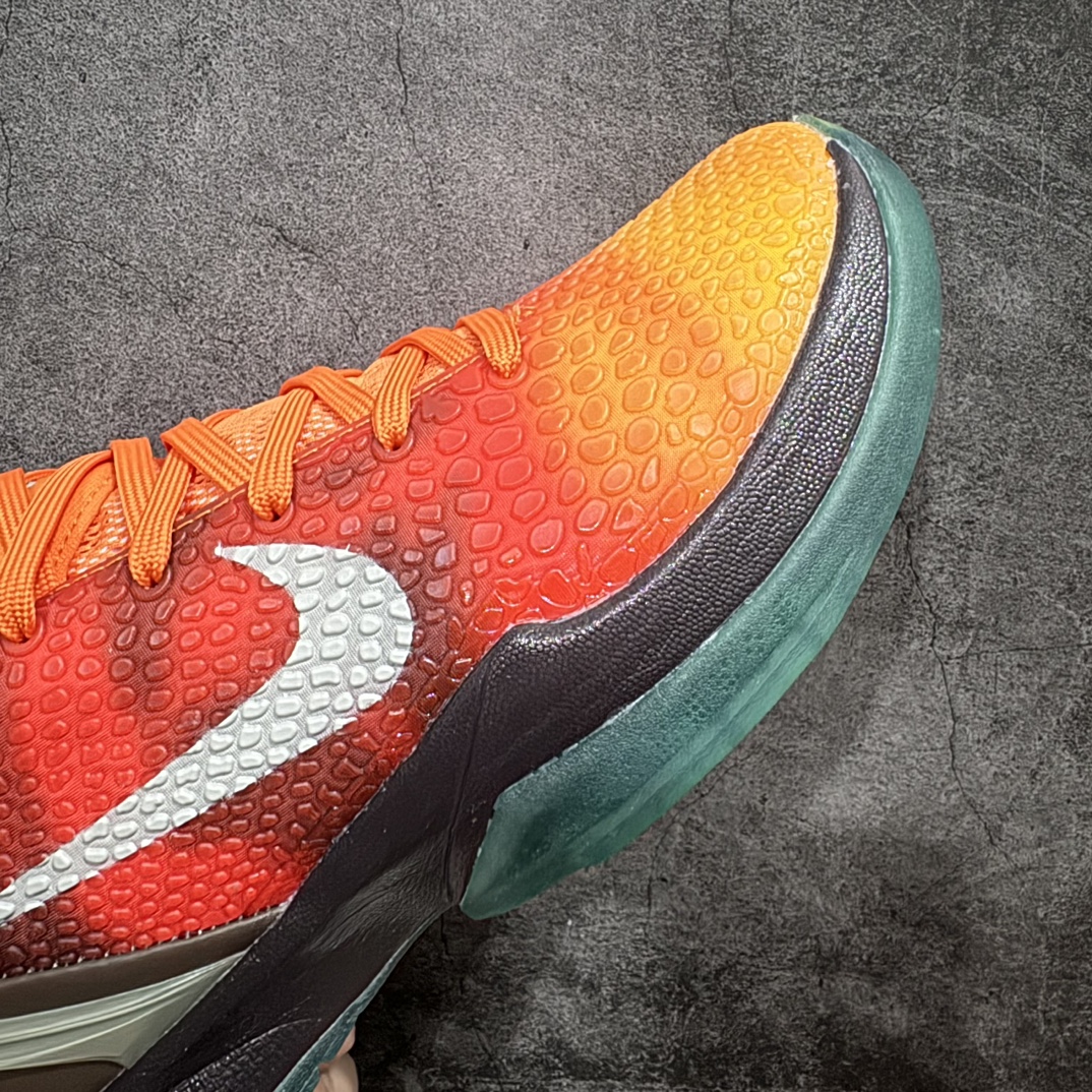 图片[6]-【MX版本】原装级NK Zoom Kobe 6 ASG Orange County Sunset 科比六代 日落黑橙 448693-800完美复刻公司货 前掌超大Zoom Turbo气垫 后掌EVA缓震 真正的原汁原味 还原ZP脚感 全身鞋材卡料色独家定制 唯一正确喷漆工艺Swoosh 正确凹凸蛇鳞工艺 正确鞋面渐变效果 内全置真动飞态线 独立原厂模具 最大尺码达到48.5码 首批不拼图大几率过验 亲测已过 支持各种高强度实战 无需担心 上脚价 补货周期极长 脚宽建议买大半码 科比系列前掌偏窄 不影响二次销售 支持七天无理由退换  尺码：39 40 40.5 41 42 42.5 43 44 44.5 45 45.5 46 47.5 48.5 49.6 50.5 编码：T310330-鞋库